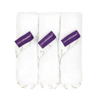 Clevamama Bamboo Baby Washcloth 3pk White / Grey