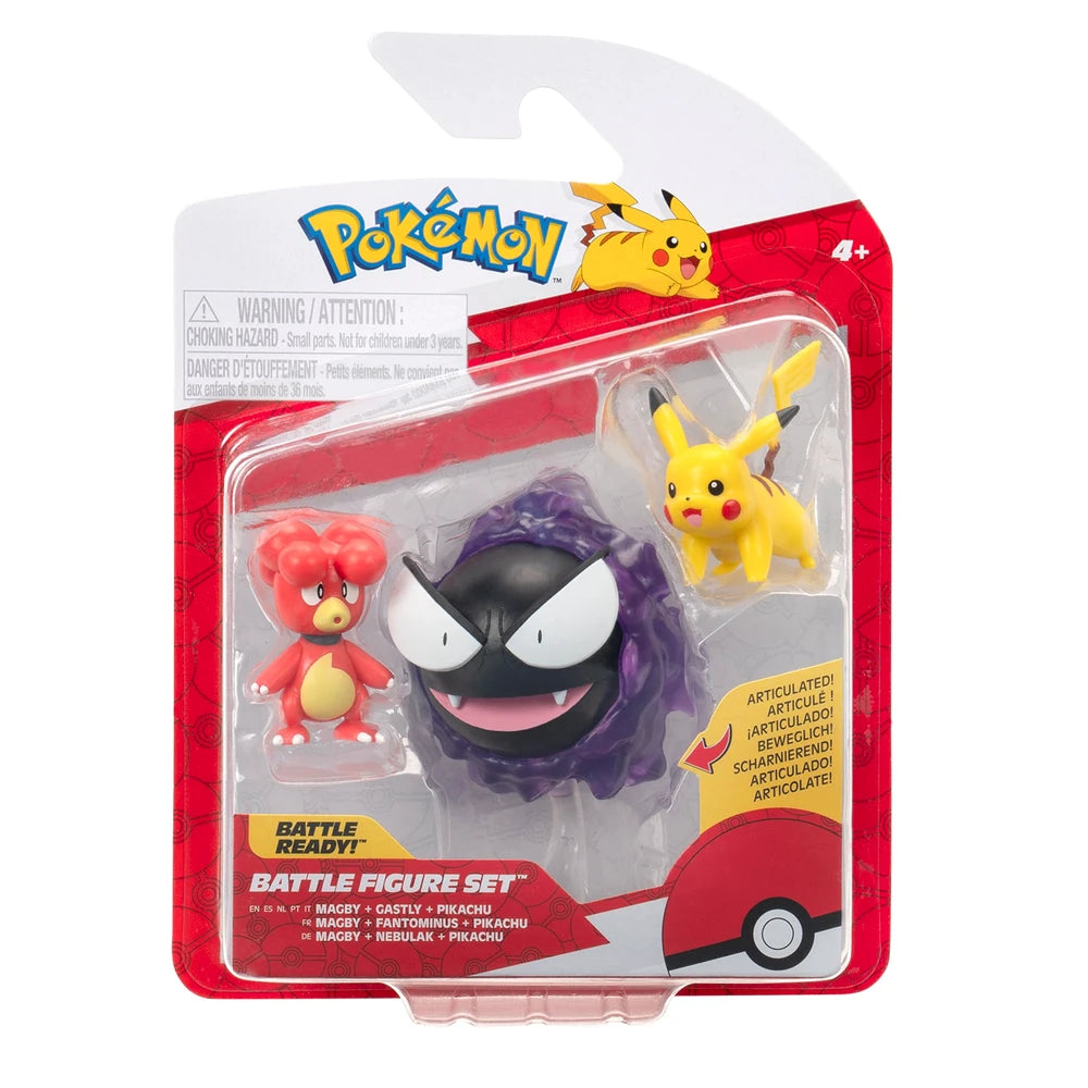 Pokemon Battle Figure 3 Pack Magby / Gastly / Pikachu