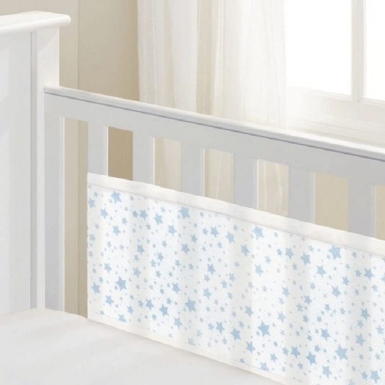 Breathable Baby Breathable Cot Bumper / Liner Blue Stars