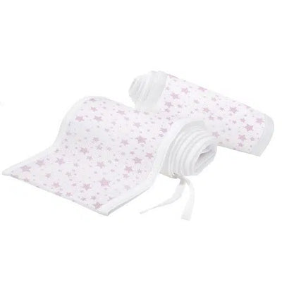 Breathable Baby Breathable Mesh Cot Bumper / Liner Pink Stars