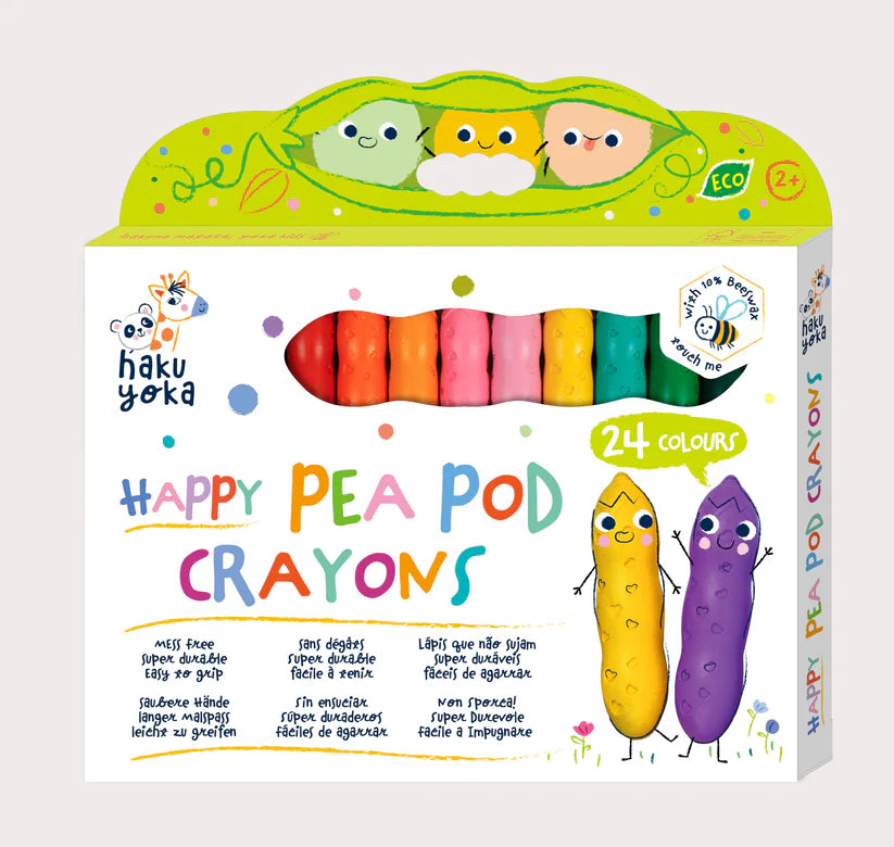 Haku Yoka Happy Pea Pod Crayons 24 Pack