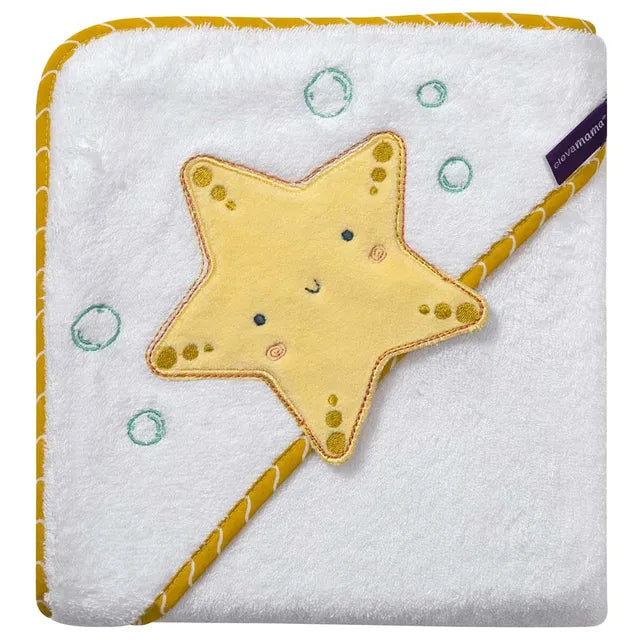 Clevamama Bamboo Apron Baby Bath Towel 0-4 Years White / Honey