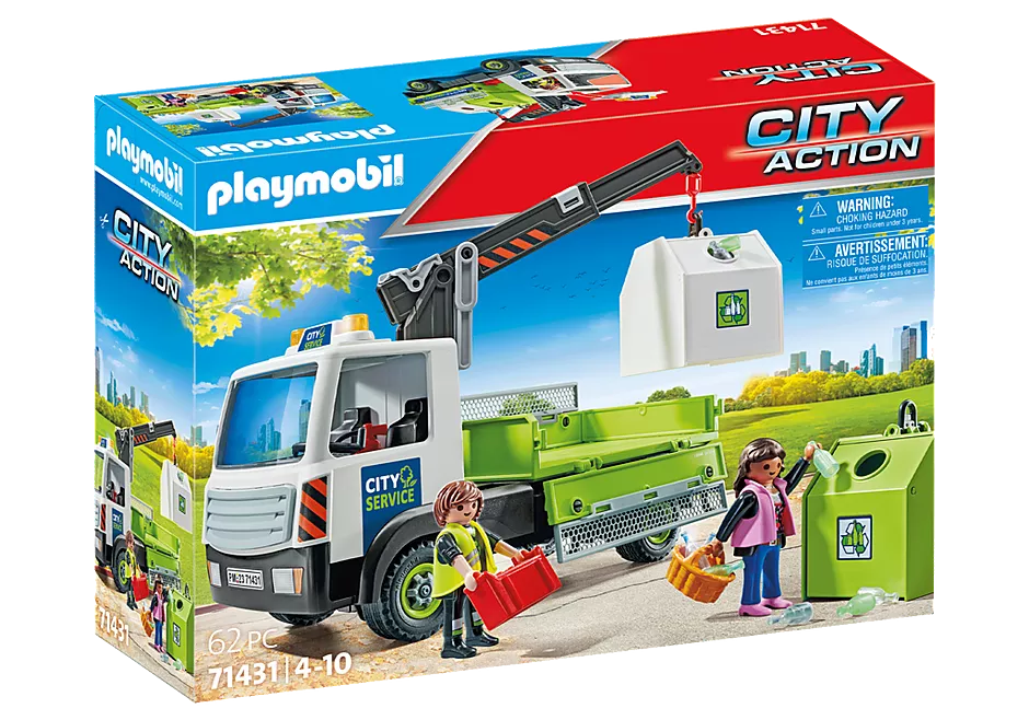 Playmobil City Action 71431 Glass Recycling Truck With Container
