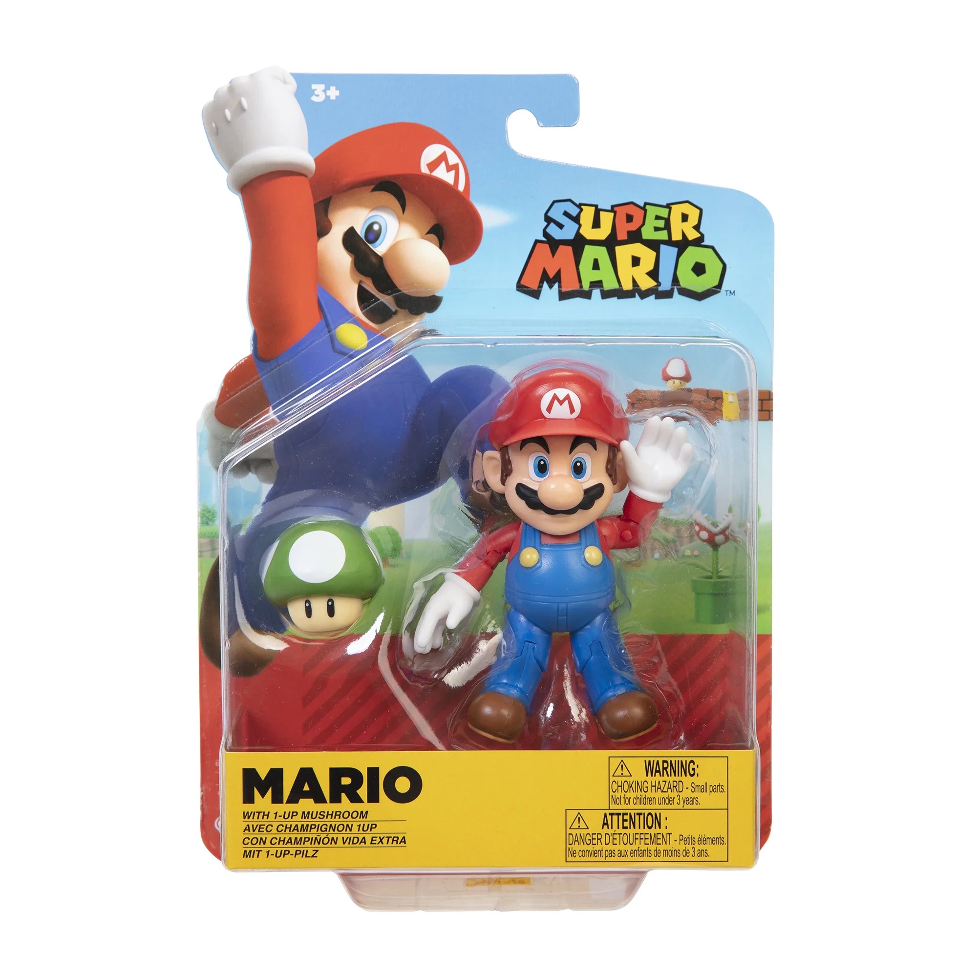Super Mario 4" Figure With 1 Up Mushroom