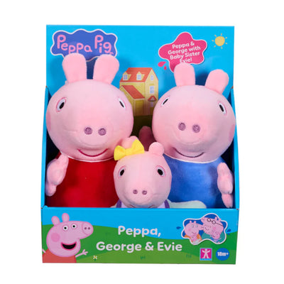 Peppa Pig 3pk Soft Toy Set Peppa George And Evie