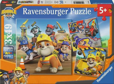Paw Patrol Rubble And Crew 3 x 49pc Jigsaw Puzzles