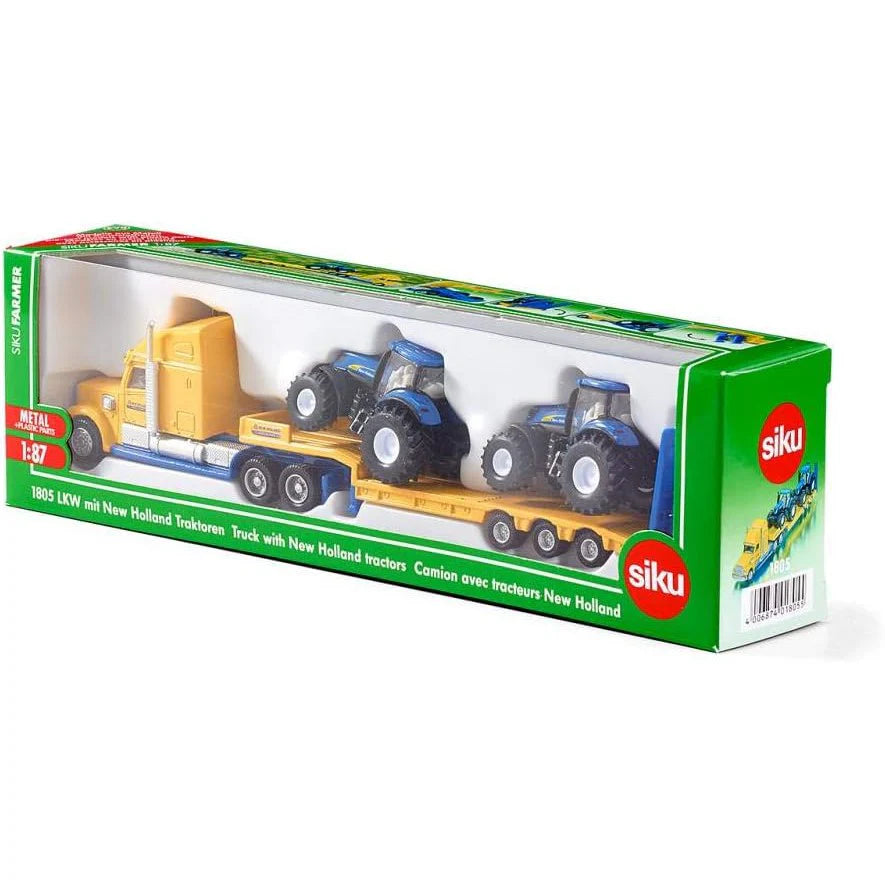 Siku Truck And Trailer With 2 New Holland Tractors 1:87