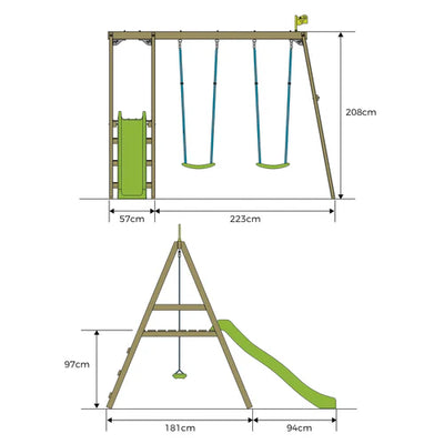TP Forest Multiplay Double Wooden Swing Set And Slide
