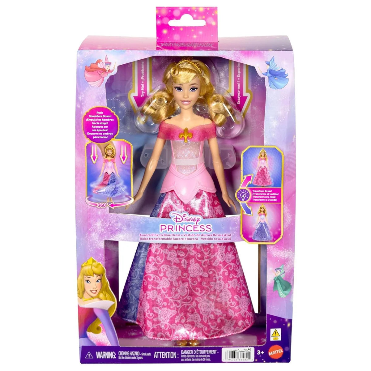 Disney Princess Aurora Doll Pink To Blue Light Up Dress