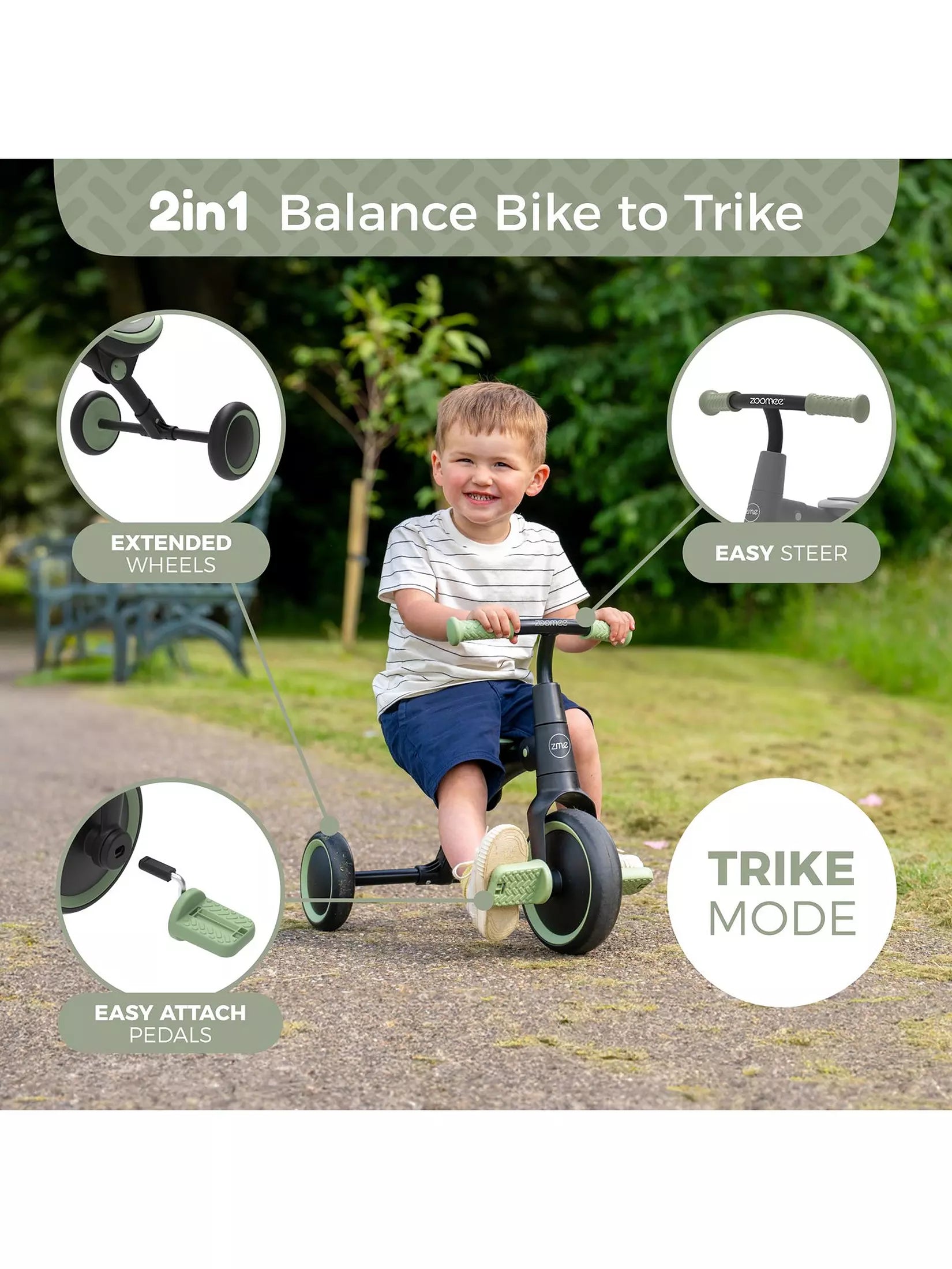 Zoomee 2 In 1 Balance Bike To Trike