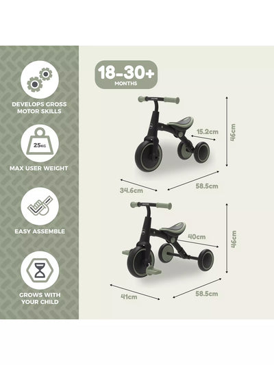Zoomee 2 In 1 Balance Bike To Trike