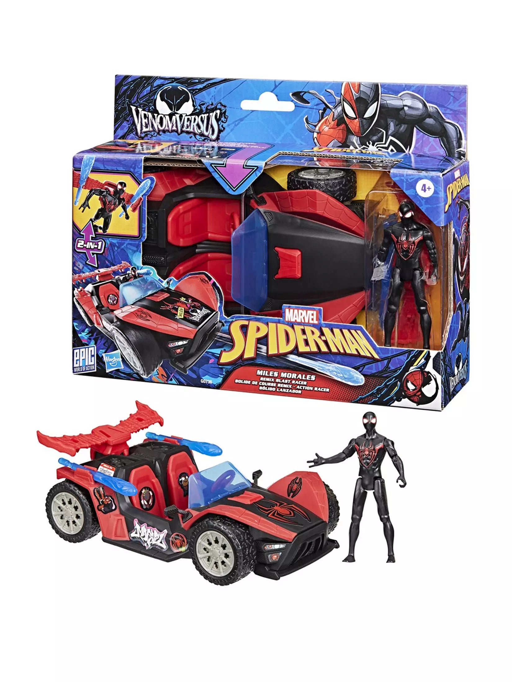SpiderMan Miles Morales Remix Blast Racer With Figure