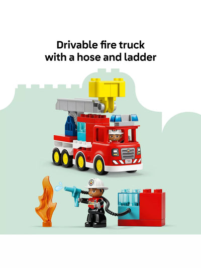 Lego Duplo 10473 Fire Engine Truck With Hose And Firefighter