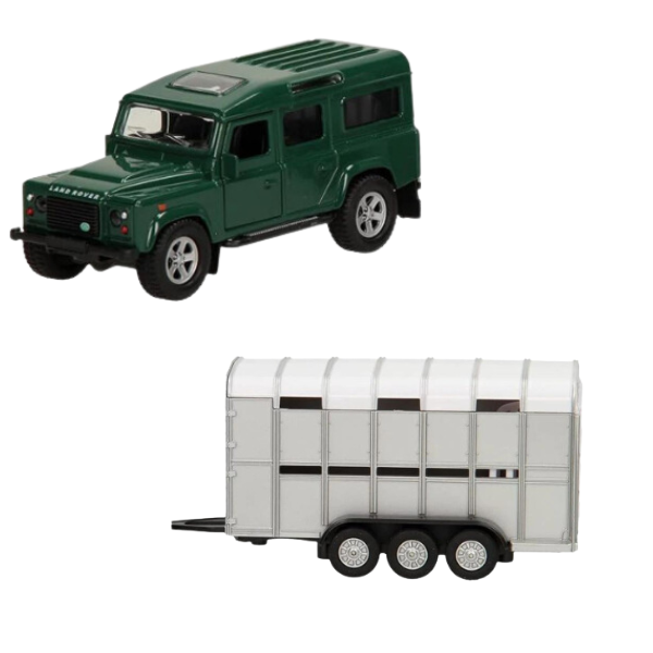 Kids Globe Land Rover With Cattle Trailer Die Cast Set 1:32