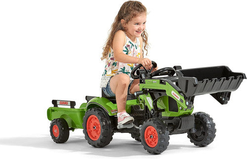 Claas Tractor With Front Loader And Trailer