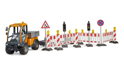 Bruder 02693 Vario Car Tipping Body And Tarffic Safety Trailer And Accessories