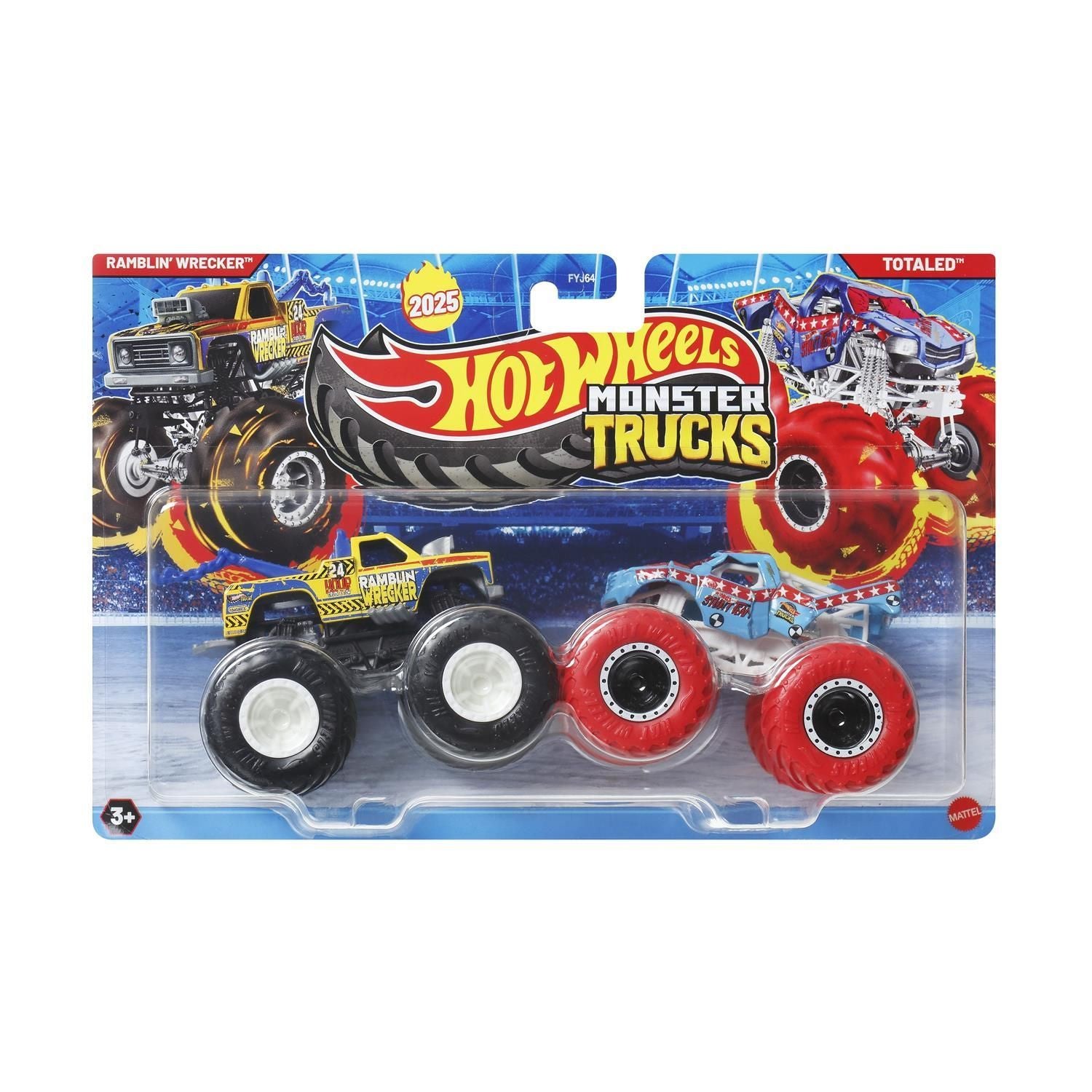 Hot Wheels Monster Trucks Twin Pack 1:64 Ramblin' Wrecker vs Totaled