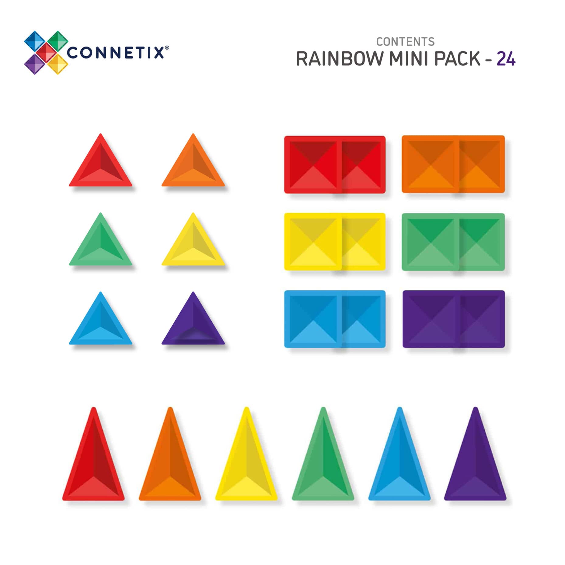 Connetix Magnetic Tiles Rainbow Mini Pack 24pc