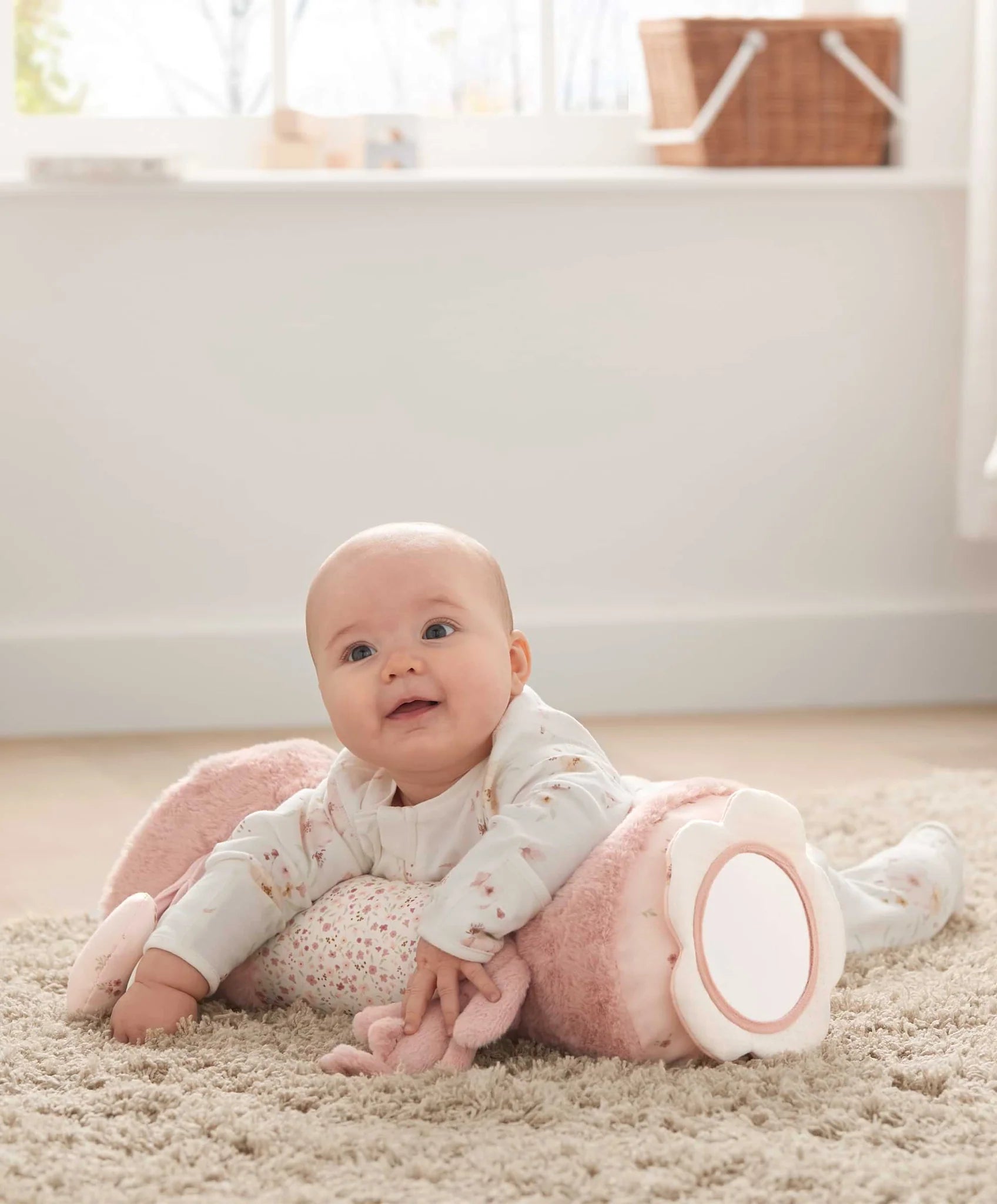 Mamas And papas Welcome To The World Tummy Time Activity Soft Toy Pink