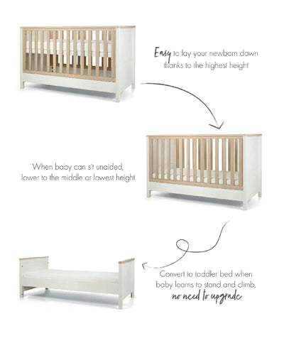 Mamas And Papas Harwell 2 Piece Cot Bed Set With Dresser Changer White