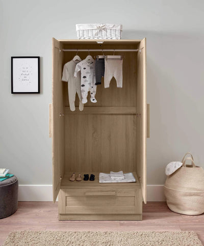Mamas And Papas Atlas 2 Door Wardrobe With Storage Drawer Light Oak