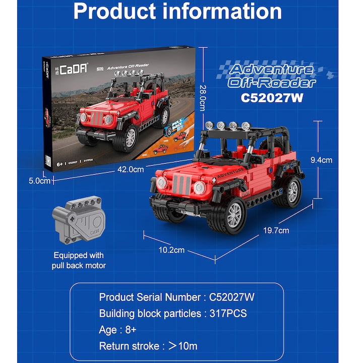 CaDa Off Road Adventurer Jeep With Pull Back Function 317pc Construction Set