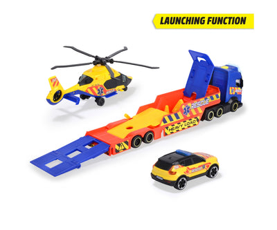 Dickie Rescue Transporter Playset c/w Helicopter Ands Car
