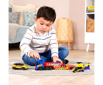 Dickie Rescue Transporter Playset c/w Helicopter Ands Car