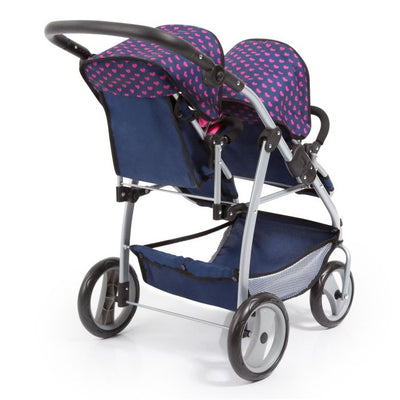 Bayer Twin Tamden Doll Pram Blue/ Pink