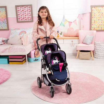 Bayer Twin Tamden Doll Pram Blue/ Pink