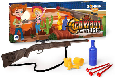 Gonher Junior Cowboy Adventure Dart Gun And Bottle Targets