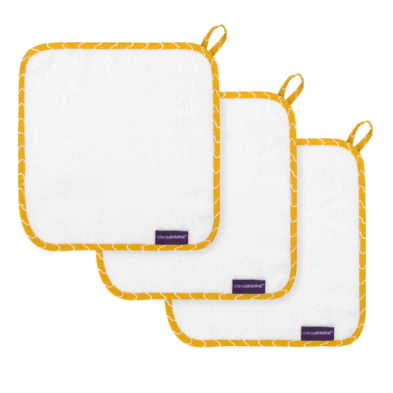 Clevamama Bamboo Baby Washcloth Set 3Pk White / Honey