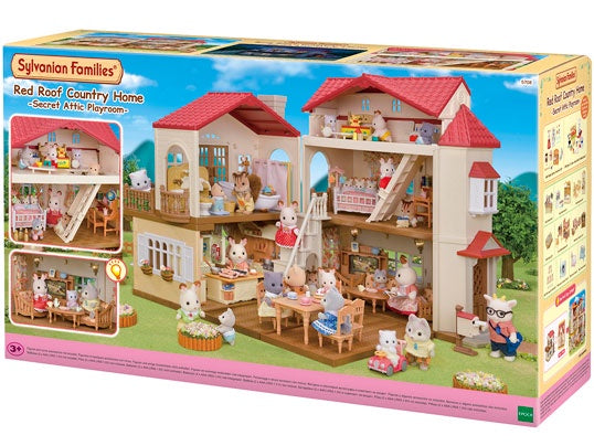 Sylvanian Families Red Roof Country Home With Secret Attic Playroom