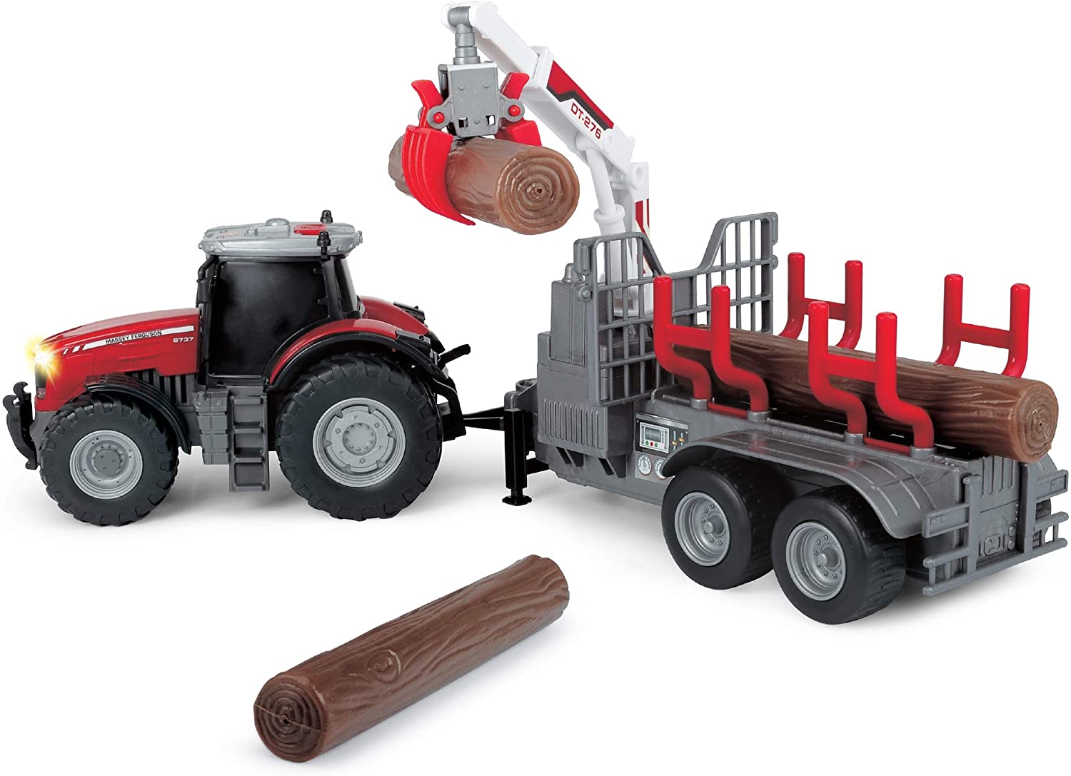 Massey Ferguson MF8737 Tractor And Log Trailer Light And Sound