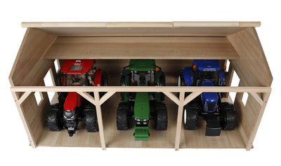 Kids Globe Farm Wood Shed For 3 Tractors 55cm x 77cm 1:16