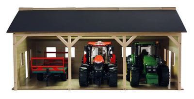 Kids Globe Farm Wood Shed For 3 Tractors 55cm x 77cm 1:16