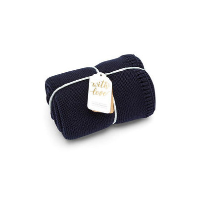 The Little Green Sheep Organic Knitted Cellular Baby Blanket - Midnight