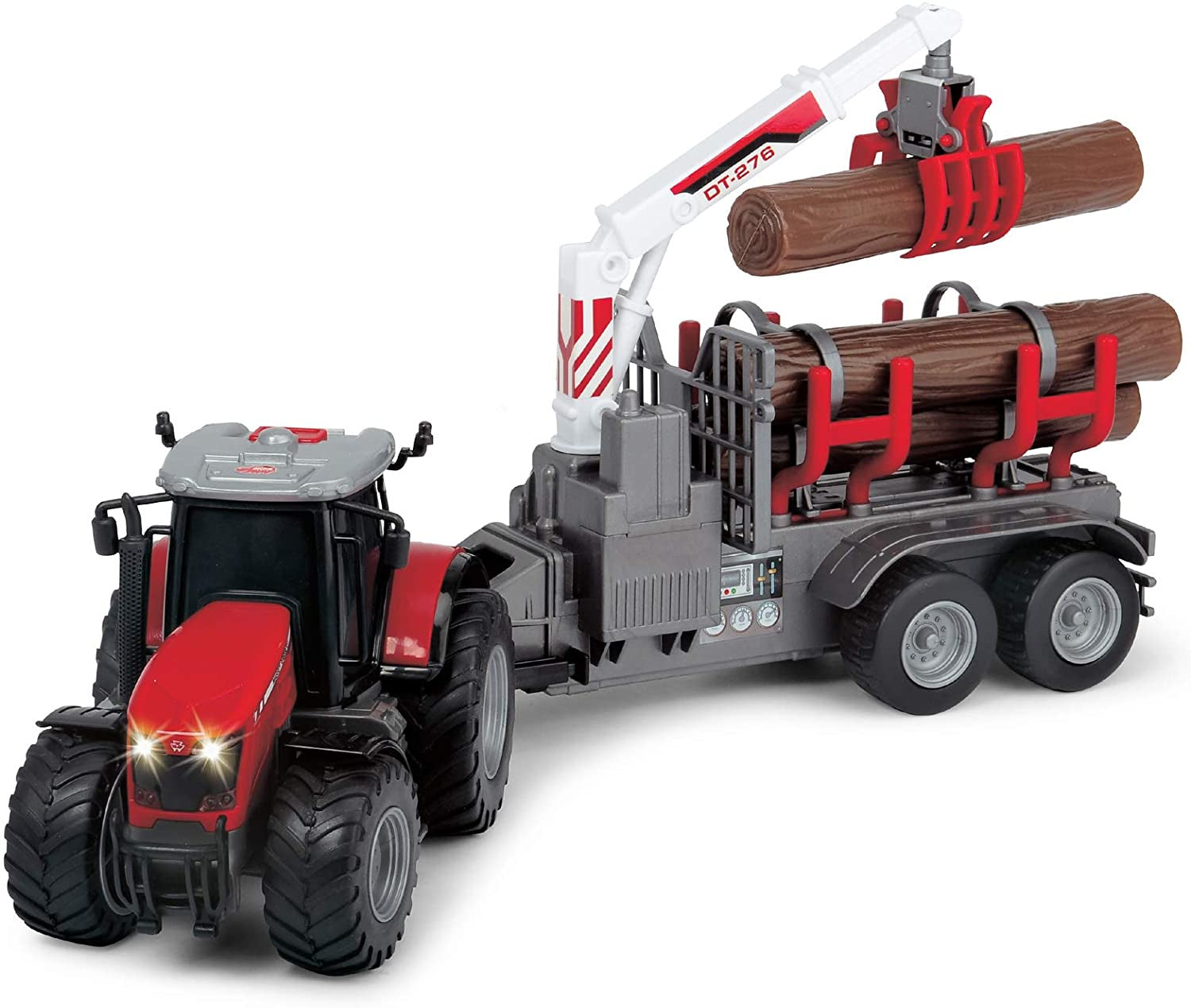 Massey Ferguson MF8737 Tractor And Log Trailer Light And Sound