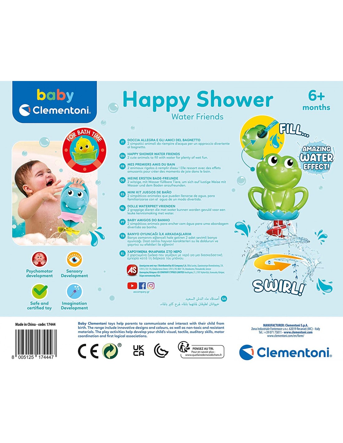 Clementoni Baby Happy Shower Water Friends Bath Toy Play Set