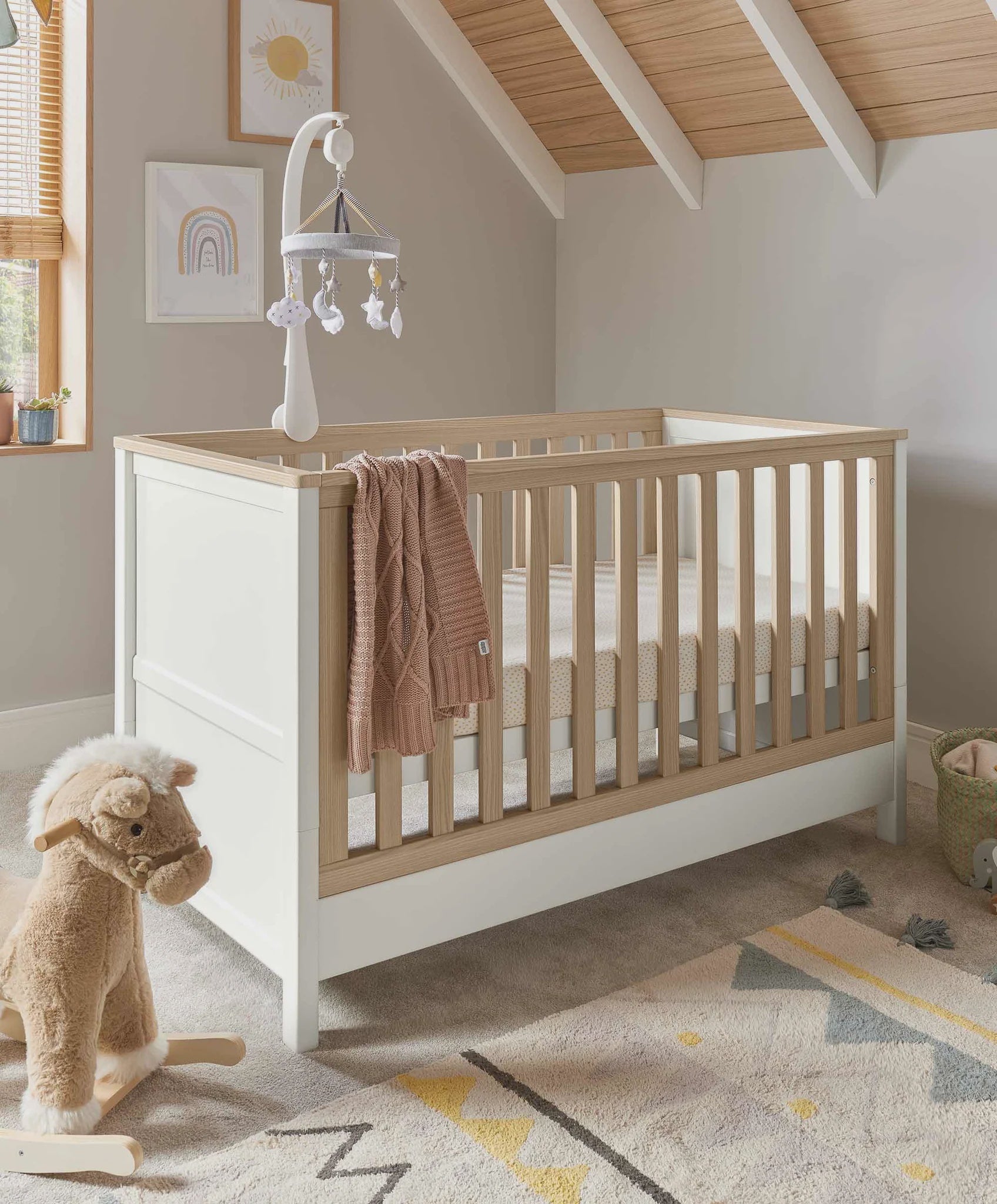 Mamas And Papas Harwell Cot Bed  Oak/White