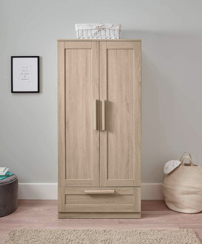 Mamas And Papas Atlas 2 Door Wardrobe With Storage Drawer Light Oak