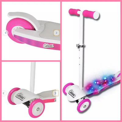 Ozbozz Light Burst 3 Wheel Scooter White / Pink