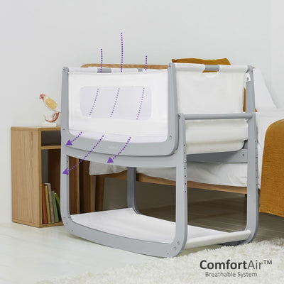 SnuzPod4 Bedside Crib Bundle Deal Dove Grey Inc. Sheets, Protector And Pocket