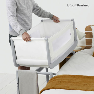 SnuzPod4 Bedside Crib Bundle Deal Dove Grey Inc. Sheets, Protector And Pocket