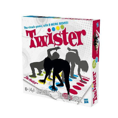 Spin the spinner and make your move - last person standing wins! For 2 or more players. Twister is the game that ties you up in knots! Spin the spinner, then move your hands or feet from one coloured dot to another. Twister now has two new moves added to the Twister Spinner- 'Air' and 'Spinners Choice' that will get you even more tangled. Ages- 6+