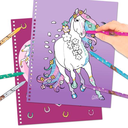 TOPModel Miss Melody Create Your Own Glitter Horse Colouring Book With 6 Colouring Pens