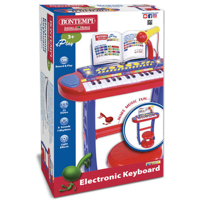 Bontempi 37 Key Electronic Keyboard With Microphone Legs And Stool