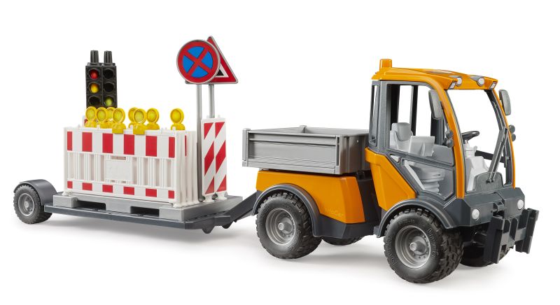 Bruder 02693 Vario Car Tipping Body And Tarffic Safety Trailer And Accessories