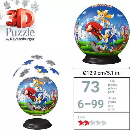 Sonic The Hedgehog 72pc 3D Jigsaw Puzzle Ball