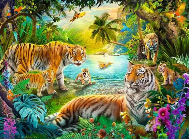 Ravensburger Tigers In The Oasis 500pc Jigsaw Puzzle